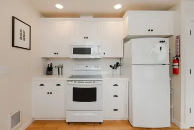 Modern fully equipped kitchen, ready for prepping your fresh razor clam catch.