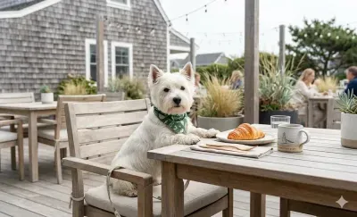 Dog-friendly outdoor patio dining at Vista Bakeshop and Surfhouse Pub in Seabrook WA
