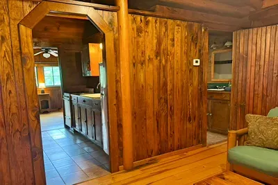 View from living area into kitchen