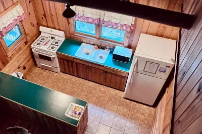 Overview of kitchen from loft