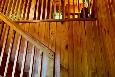 View of loft/game room from below