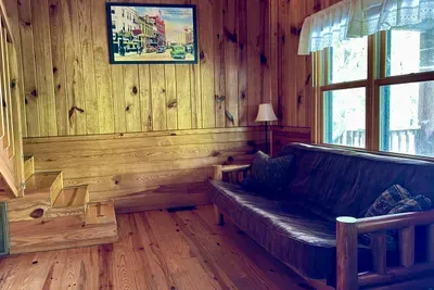 Living Room with futon for extra sleeping options