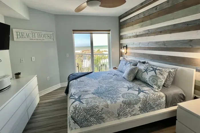 King bed Master ocean view bedroom 
