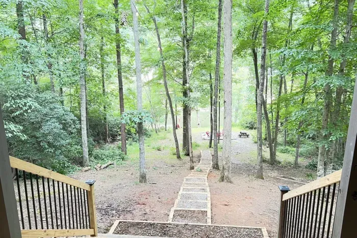 Stairs to the river backyard of cabin 2
