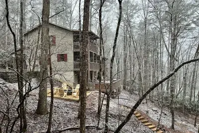 View of Cabin 1 from porch of Cabin 2