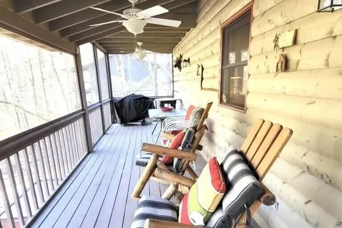 Cabin 1 main level back porch 