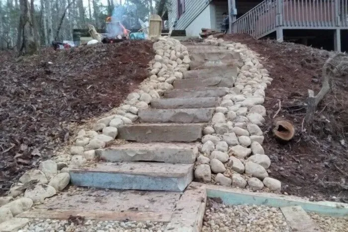 stairs down to the river Cabin 1