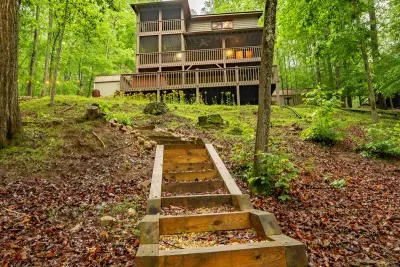 walk way to the river down a professionally built staircase