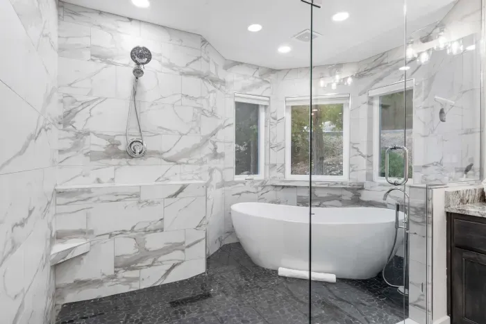 Soak your cares away in the primary ensuite bath