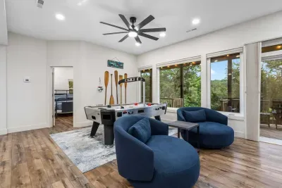 Unleash your competitive side in the lower-level game room! #GameOn