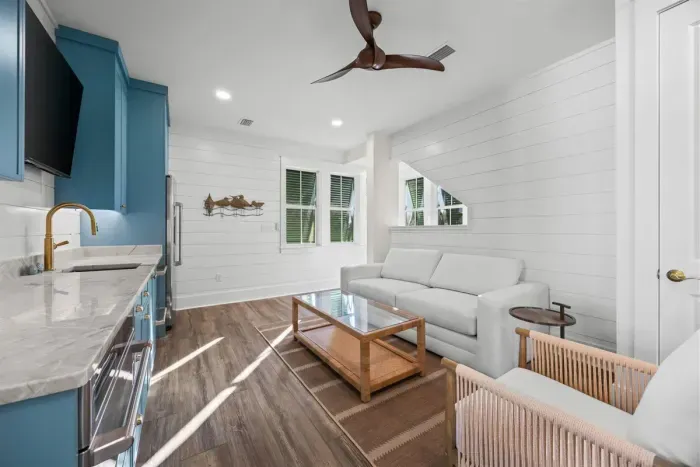 Living area seating with sofa bed