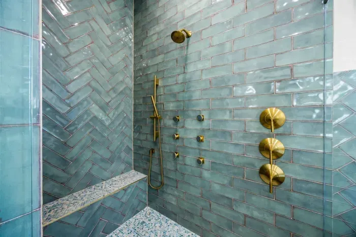 Custom tile shower details (same configuration in upstairs and downstairs primary bathrooms)