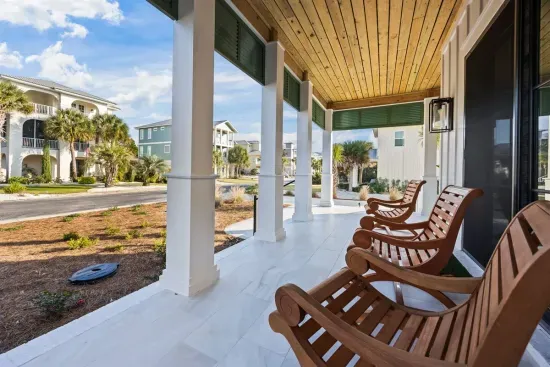 Rock a while on the front porch and watch neighbors stroll and bike by — this is where mornings slow down.