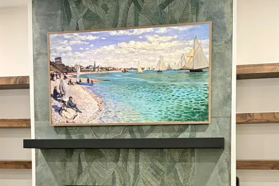 Turn on the Frame TV and watch it double as gallery art once the movie's over — no blank screen staring back at you.  (Monet's Regatta shown)