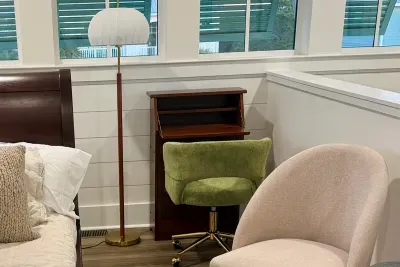 Catch up on a few emails at the fold-down secretary desk before closing the shutters and getting back to vacation mode.
