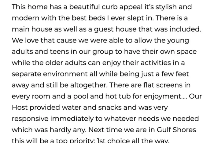 You'll see exactly what Tabatha's five-star review means — the two-home layout gave her group room to spread out, everyone with their own space just steps apart.