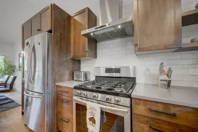 Top of the line appliances and fully stocked spice cabinet - so no, you don't have to buy salt at Roxy's Market!