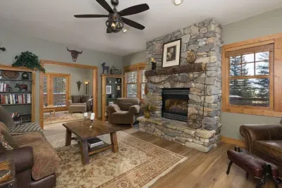 Intimate living room with fireplace and room for great conversation