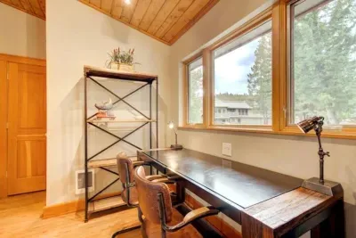 Remote worker? Full desk, lamps, and ethernet connections to help you work before you play!