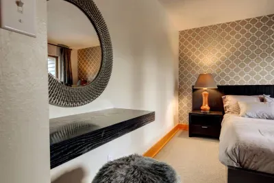 The master bedroom has a vanity for the ladies to get ready in style!