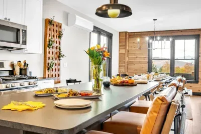 The island is the perfect focal point of the kitchen!  An inviting space that is well designed for sharing appetizers, treats, a buffet, and breakfast!