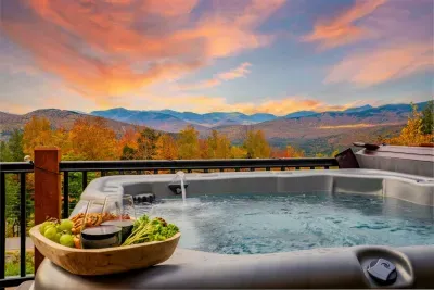 Settle into the hot tub and enjoy the amazing, yet relaxing views of the Sunday River mountains!