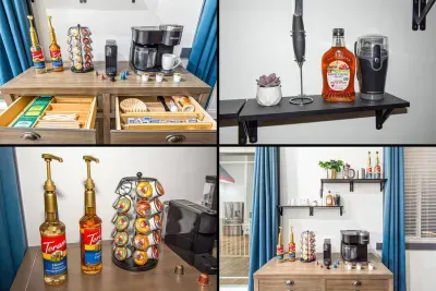 Wake up with a hot fresh coffee however you like it while enjoying good company and amazing mountain views from the fully loaded coffee bar!