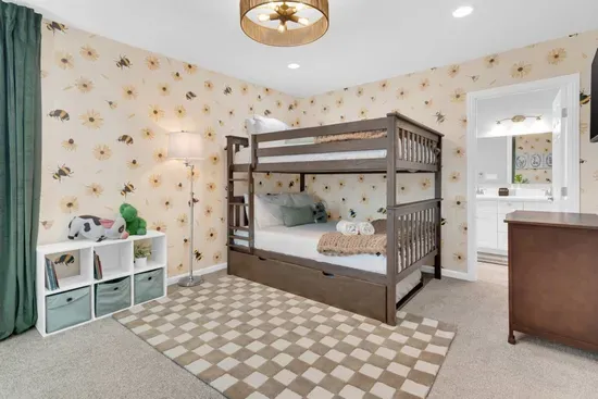 Bedroom 4 (Upstairs) - Kids Room with a bunk and trundle bed.