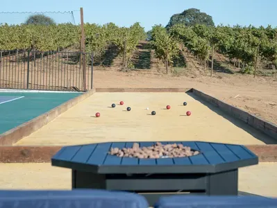 Outdoor firepit and bocce ball