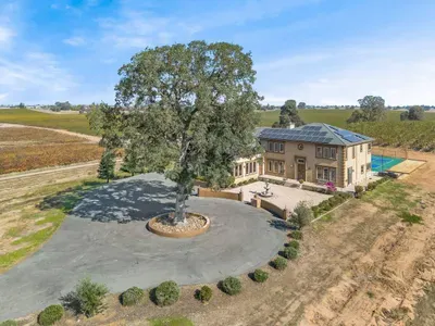 View from front of the home with the Blue Oak Tree