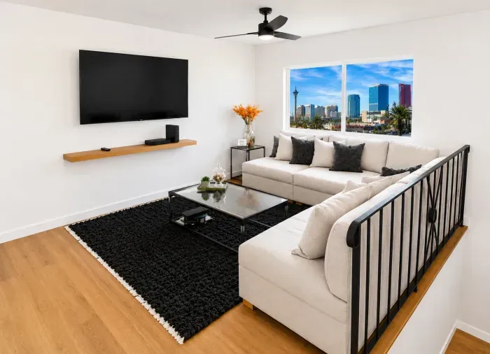 A comfortable and inviting space to relax after a long day in Las Vegas.