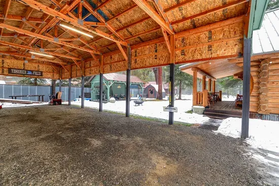 The big covered carport at Alder & Antler keeps your rig, boat, or trailer out of the weather—easy in, easy out in every season
