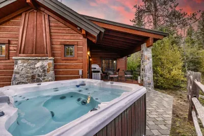 Private hot tub waiting for you after a day of laps and tired legs