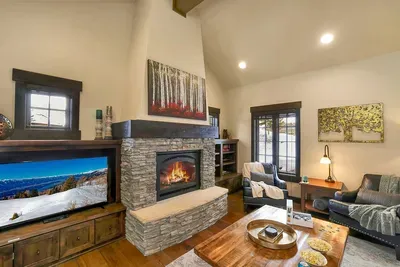 The gas fireplace sets the perfect ambiance for relaxation after a day of adventure