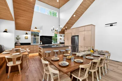 Two dining tables comfortably seat your full group at once, so no one has to eat in shifts during special family meals
