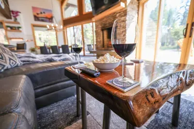 Enjoy a relaxing fire or stay in for a movie night on the 75" smart TV