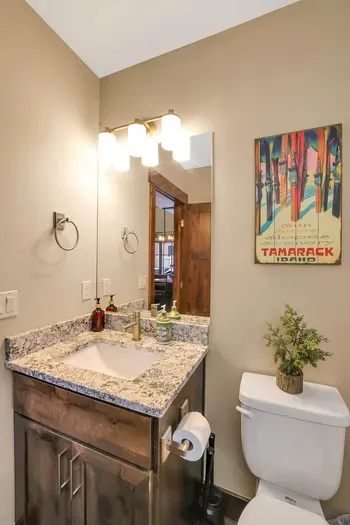 Convenience meets comfort: powder room on main floor
