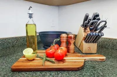 Full kitchen at The Back Nine with everything you need to cook like home during your McCall stay.