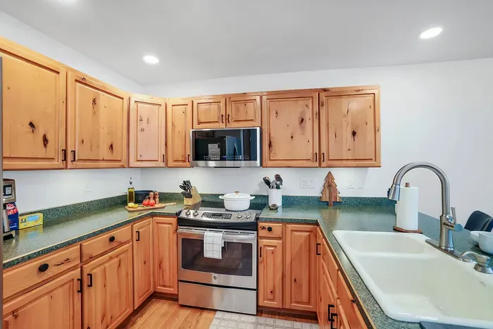 Kitchen stocked with core cookware and essentials to keep cooking easy during your McCall stay.