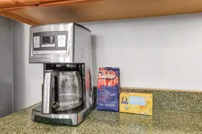 Coffee station ready for early tee times, dawn‑patrol paddles, and first‑tracks ski mornings.