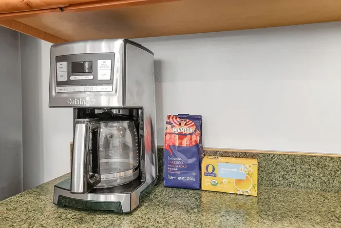 Coffee station ready for early tee times, dawn‑patrol paddles, and first‑tracks ski mornings.