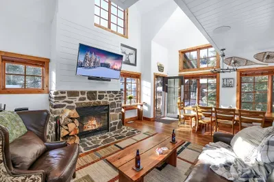 The Lair’s living room: where tired legs meet a crackling wood fire