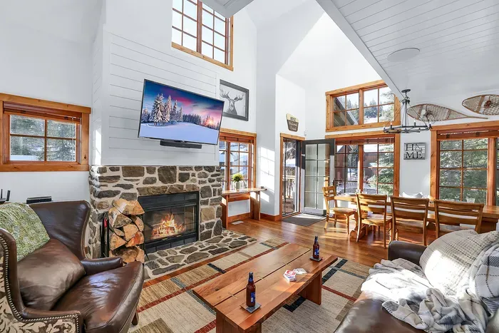 The Lair’s living room: where tired legs meet a crackling wood fire