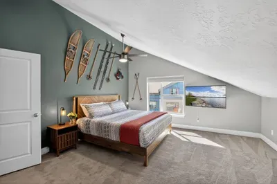 The primary king suite on the top floor is your peaceful McCall retreat after big mountain days.