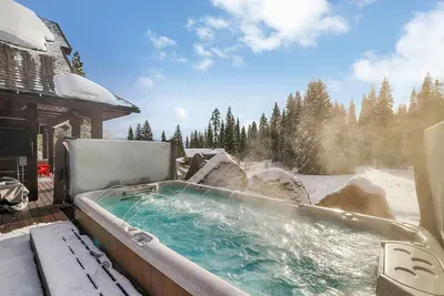 12' swim spa under the stars—soak, float, or take easy laps after a full day of skiing, riding, or hiking.