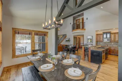 The kitchen at Pinnacle Peak was built with big groups in mind. Plenty of seating for home cooked meals and late night chats