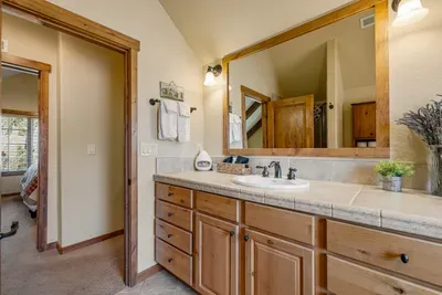 This spa-like bathroom is the perfect spot for self-care during your stay