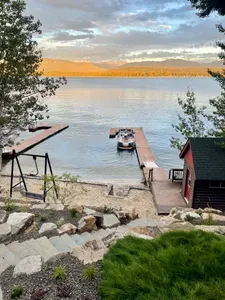 60' of private sandy beach and your own dcok—no sharing, no scrambling for space