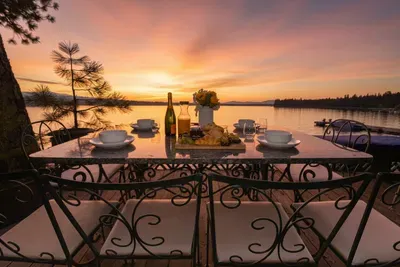 Morning mimosas, evening wine, and everything in between happens right here on the deck