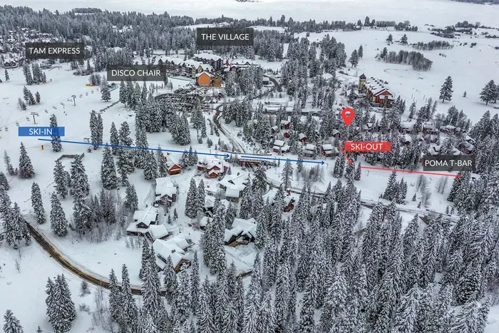 Chase first tracks without the parking lot shuffle: ski out in the morning, slide home to the hot tub at dusk